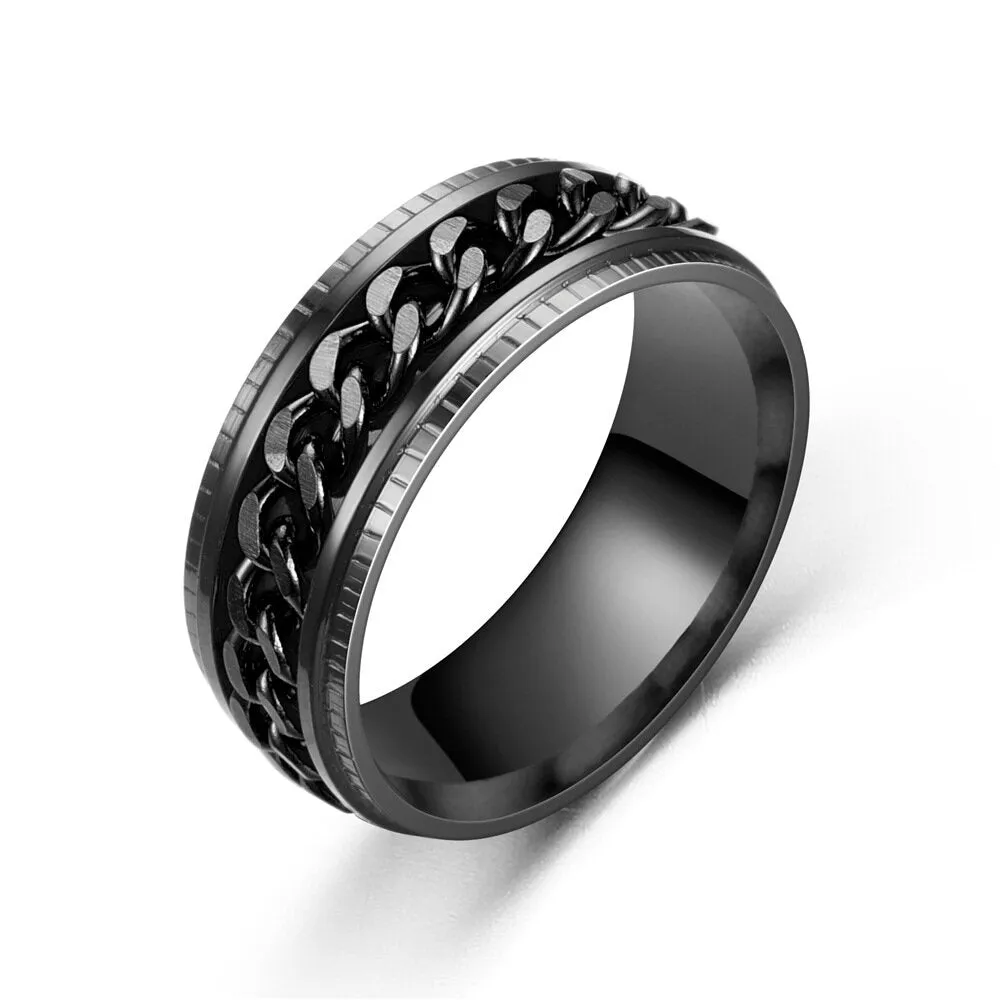 1 PC Stainless Steel Chain Rotating Fashion Simple Ring