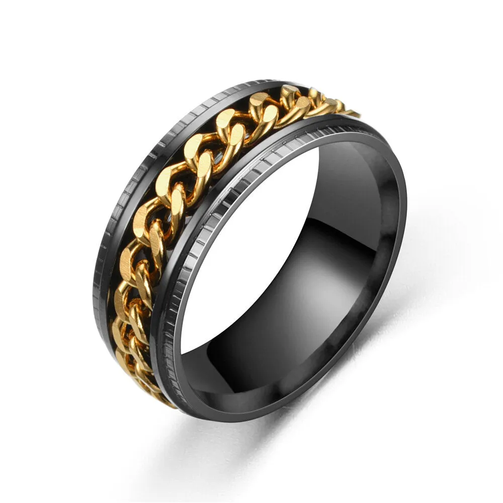 1 PC Stainless Steel Chain Rotating Fashion Simple Ring