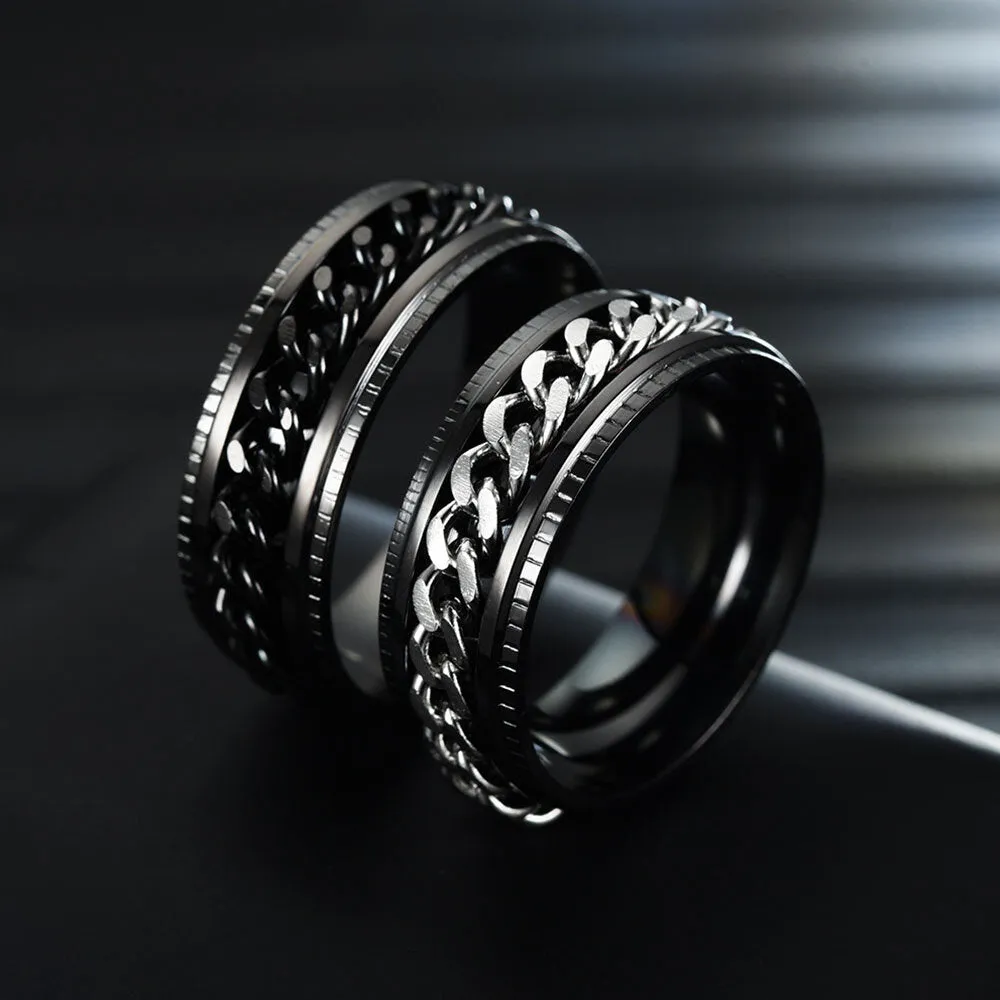 1 PC Stainless Steel Chain Rotating Fashion Simple Ring