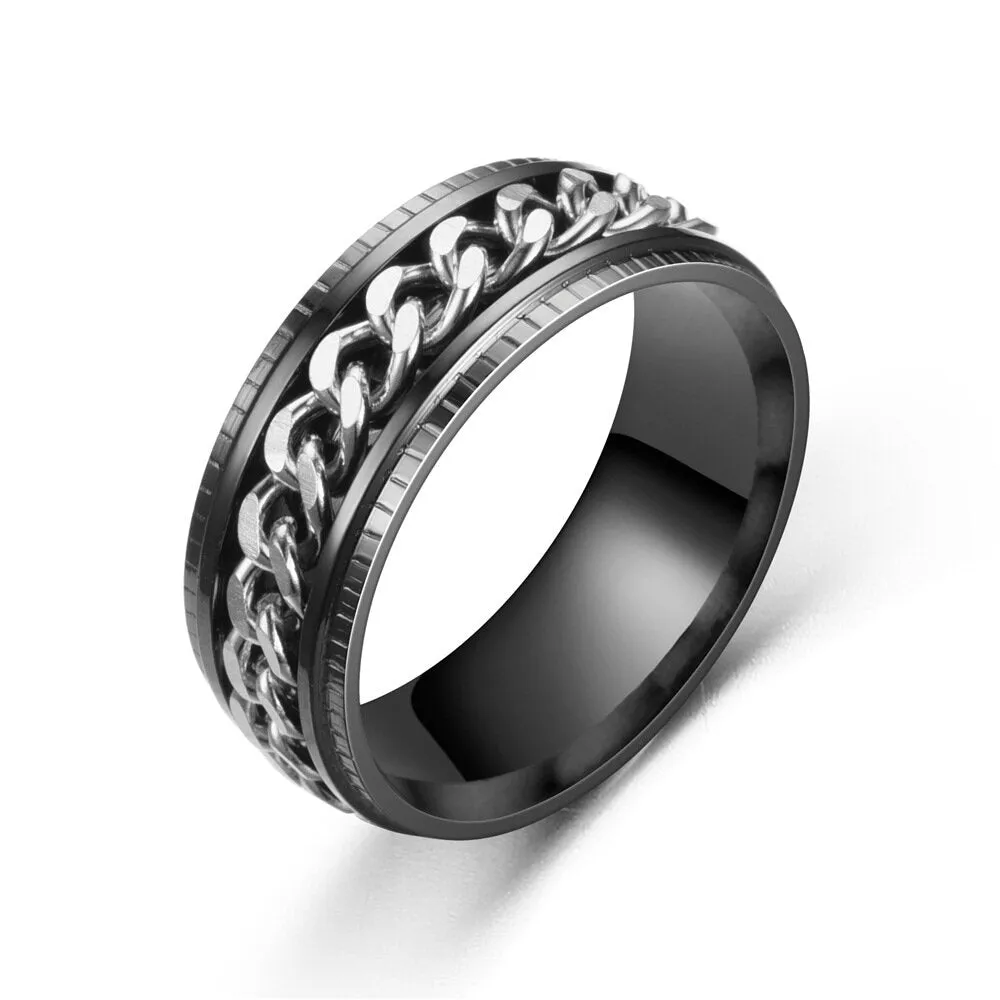 1 PC Stainless Steel Chain Rotating Fashion Simple Ring