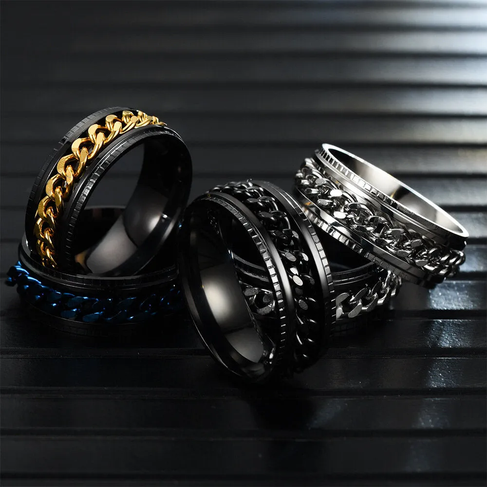 1 PC Stainless Steel Chain Rotating Fashion Simple Ring