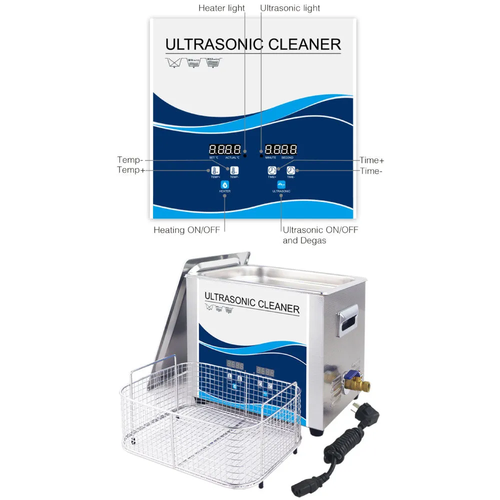 10L Digital Ultrasonic Cleaner | Jewelry & Parts Cleaning | Ultra Sonic Bath with Degas Function