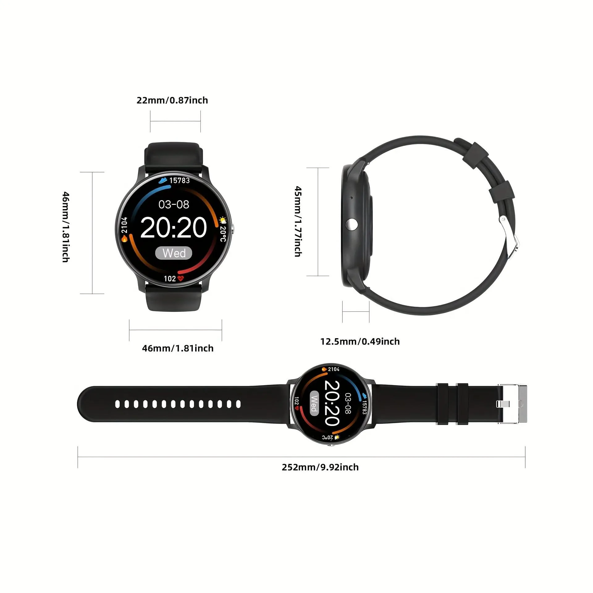 1.52"HD Round Screen Sport Smart Watch for Men and Women