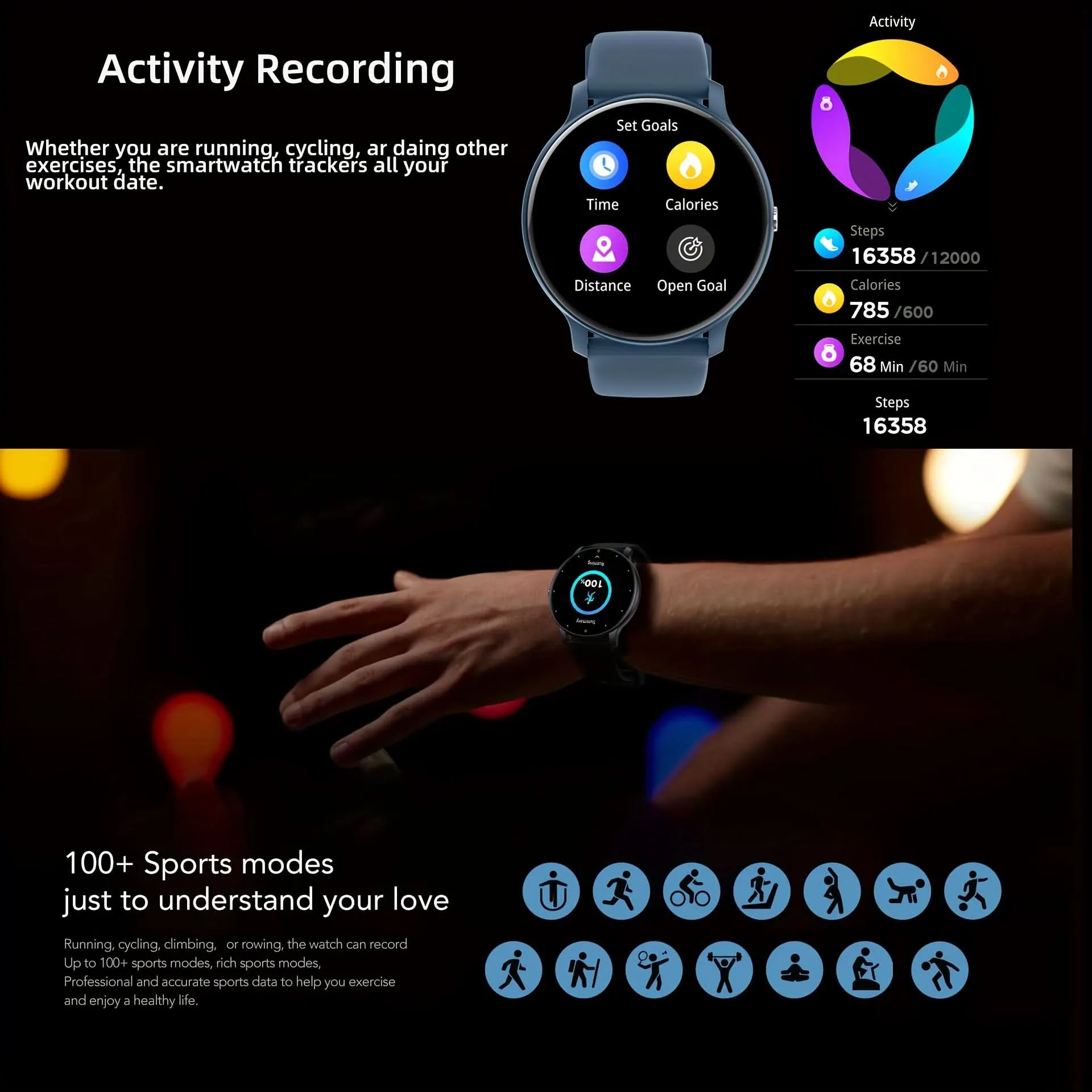 1.52"HD Round Screen Sport Smart Watch for Men and Women