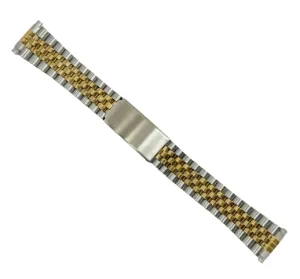 16-22 MM Jubilee 2-tone (GOLD & SILVER) Metal Band with Regular Fold Over Clasp