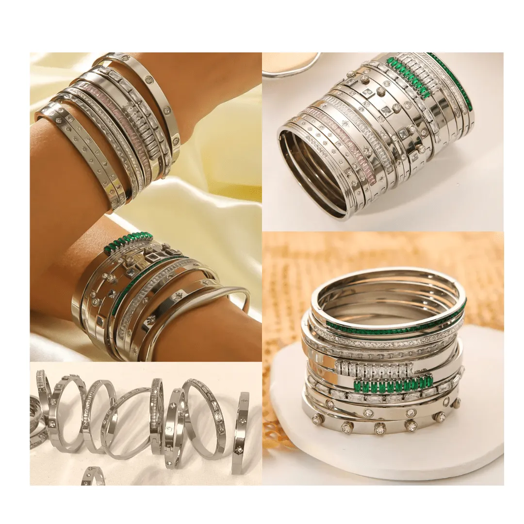 18K Gold Hinged Bracelet - White | Waterproof Tarnish Free Gold Bracelet