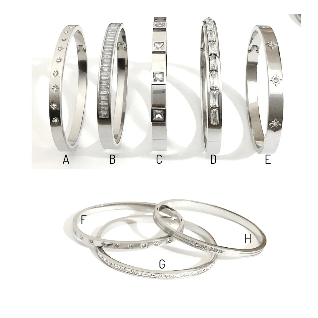 18K Gold Hinged Bracelet - White | Waterproof Tarnish Free Gold Bracelet