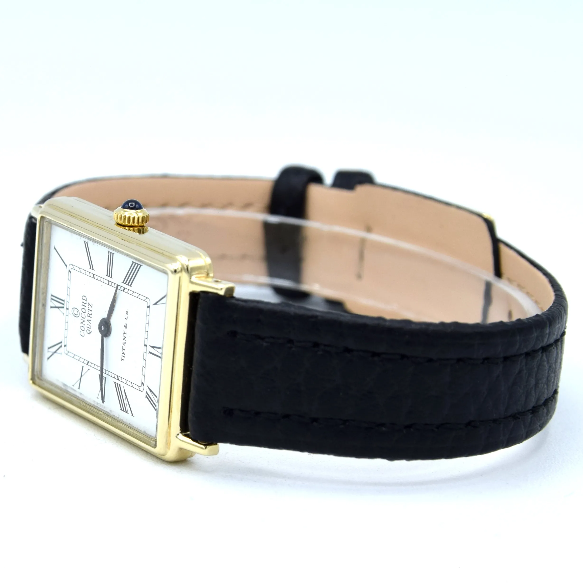 1980s Concord for Tiffany & Co tank watch in Solid 14ct Gold - Roman numeral dial