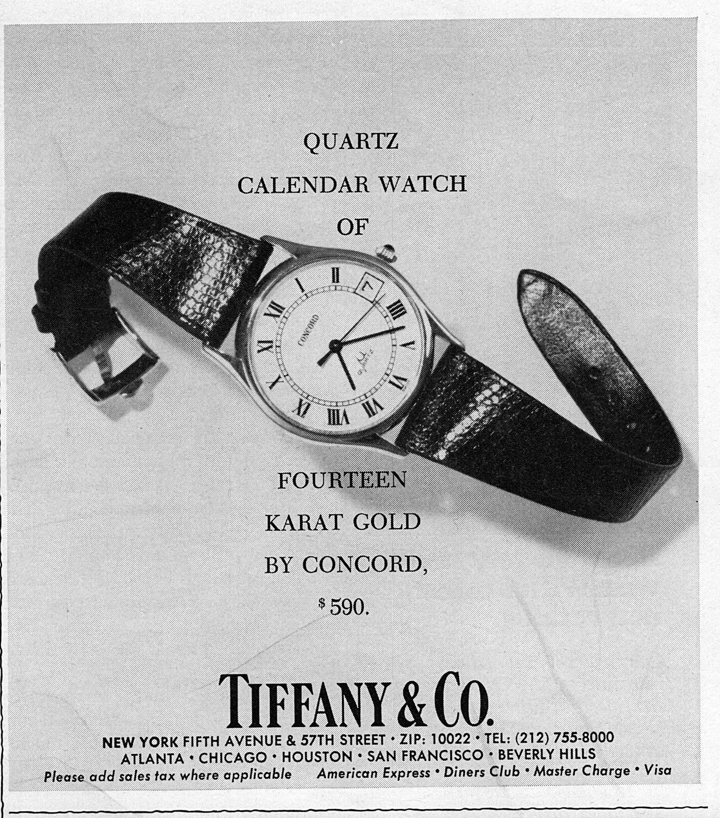 1980s Concord for Tiffany & Co tank watch in Solid 14ct Gold - Roman numeral dial
