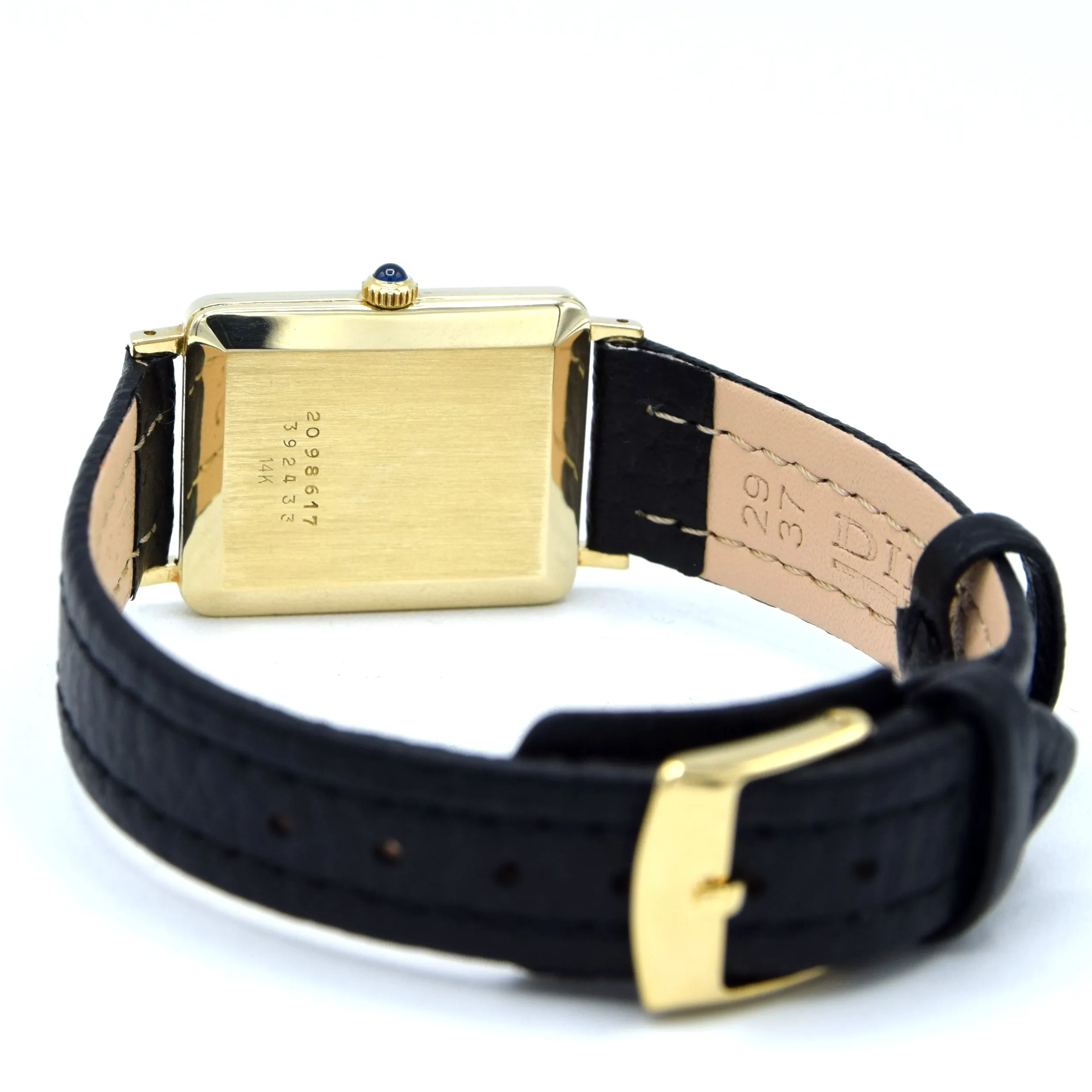 1980s Concord for Tiffany & Co tank watch in Solid 14ct Gold - Roman numeral dial