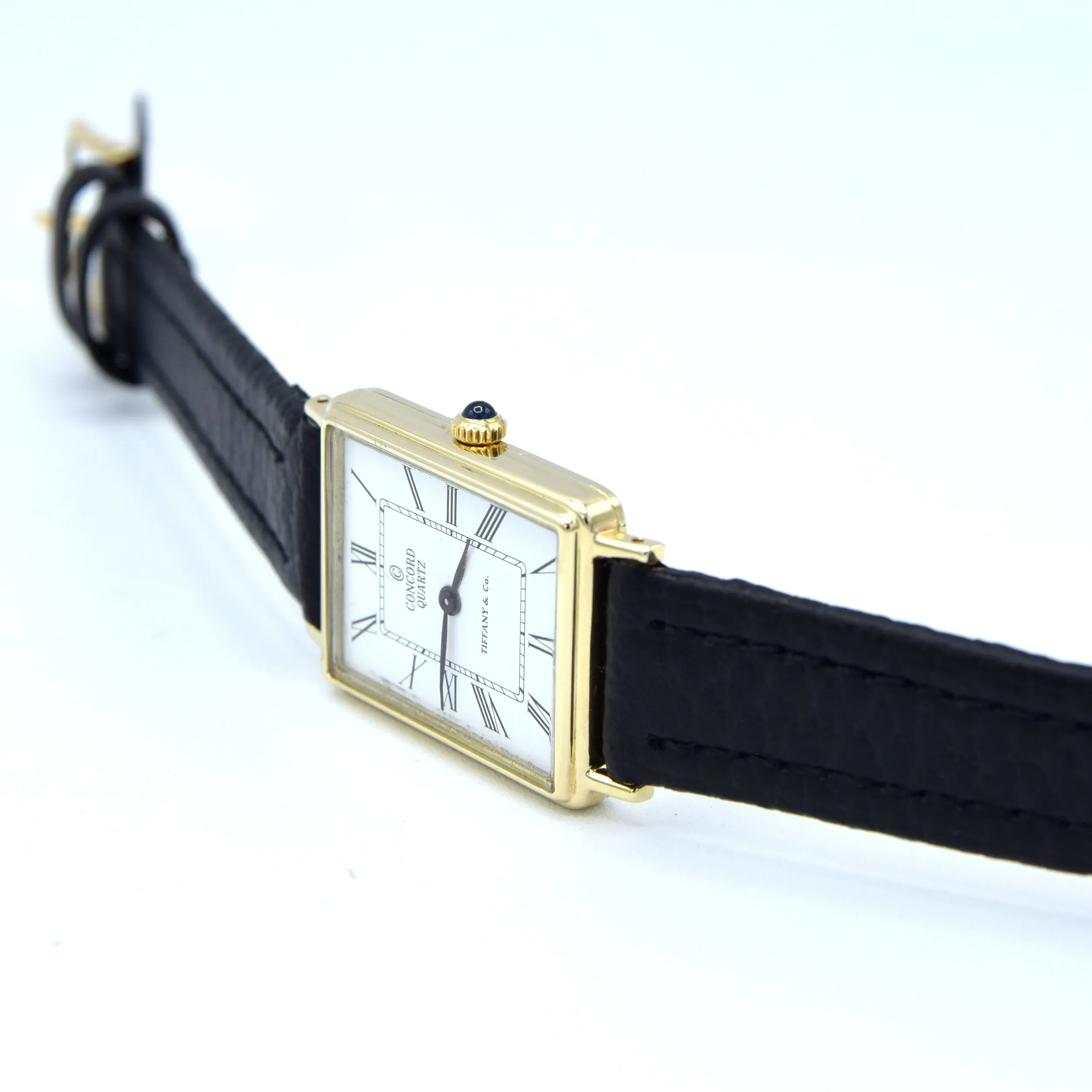 1980s Concord for Tiffany & Co tank watch in Solid 14ct Gold - Roman numeral dial