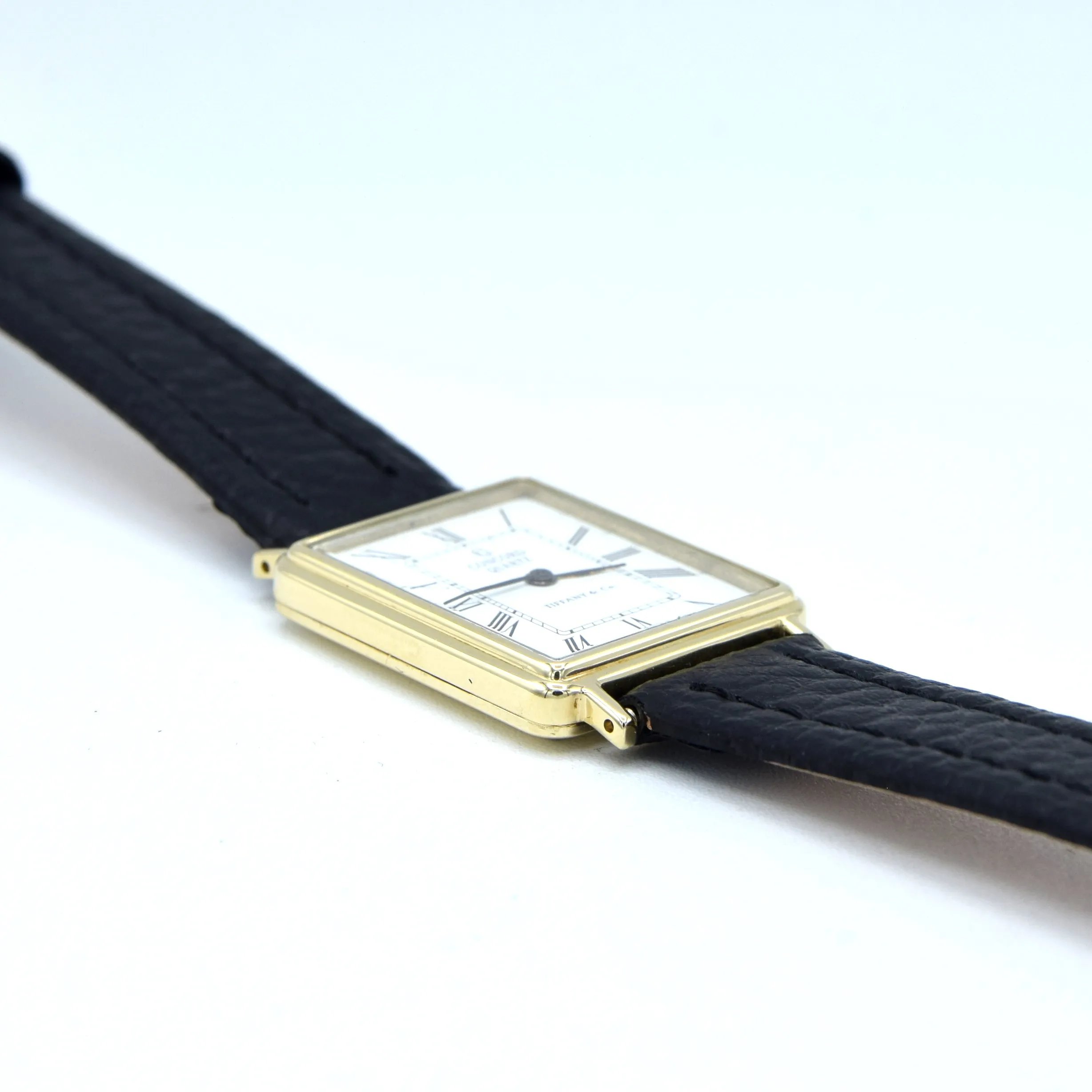 1980s Concord for Tiffany & Co tank watch in Solid 14ct Gold - Roman numeral dial
