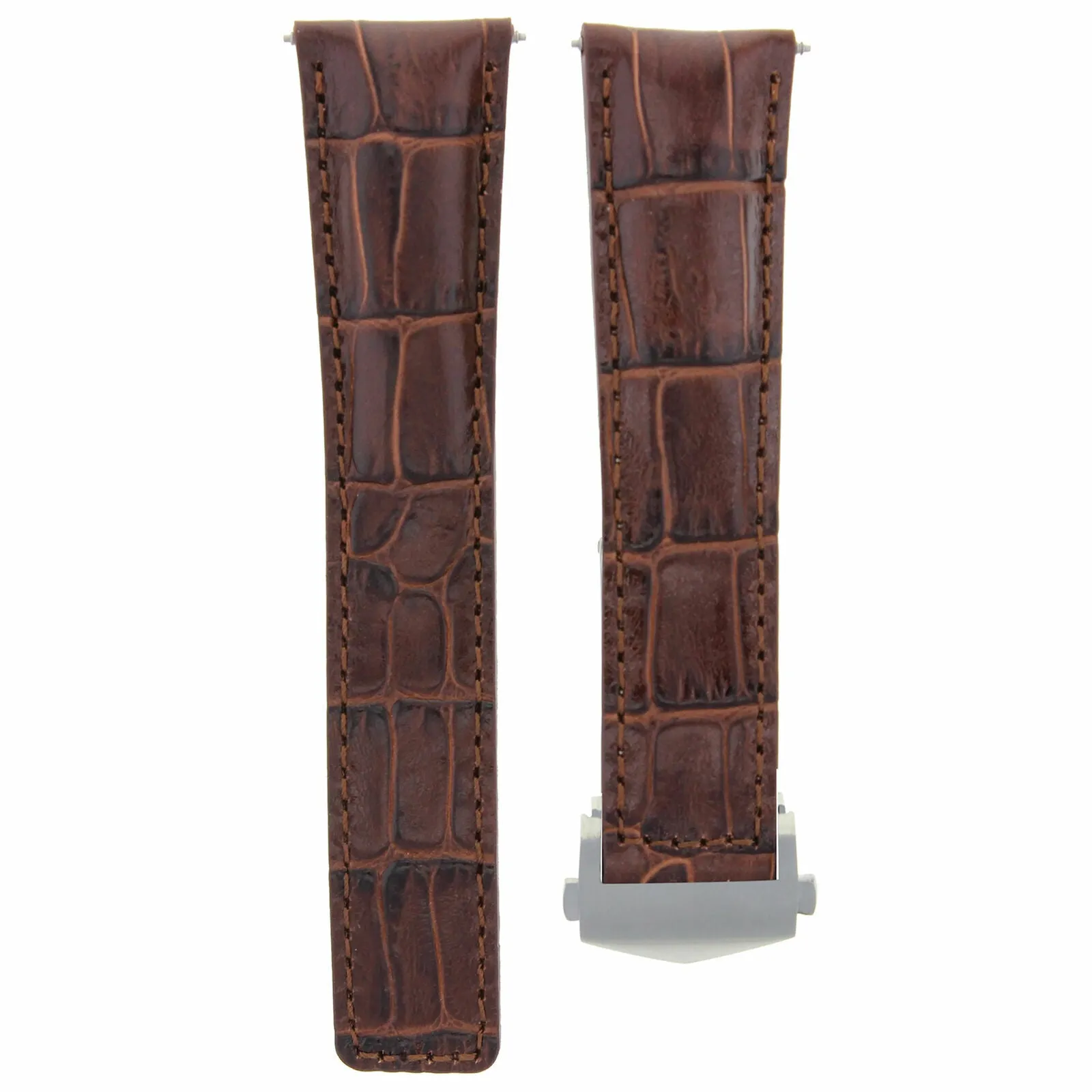 19MM LEATHER WATCH STRAP BAND FOR TAG HEUER CARRERA TWIN DEPLOYMENT CLASP BROWN