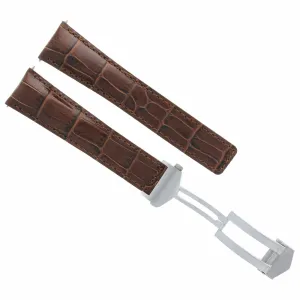 19MM LEATHER WATCH STRAP BAND FOR TAG HEUER CARRERA TWIN DEPLOYMENT CLASP BROWN