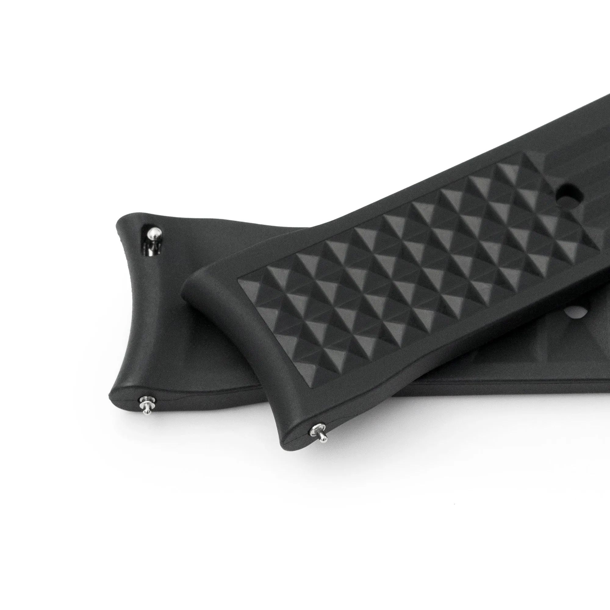 20mm, Chaffle Resilient Curved End FKM Rubber watch strap, Black