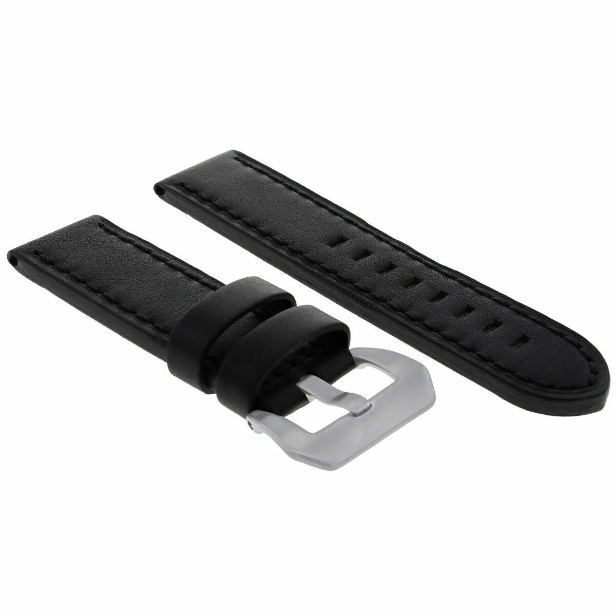 20MM LEATHER WATCH BAND STRAP FOR BREITLING PILOT NAVITIMER CHRONOMAT COLT BLACK