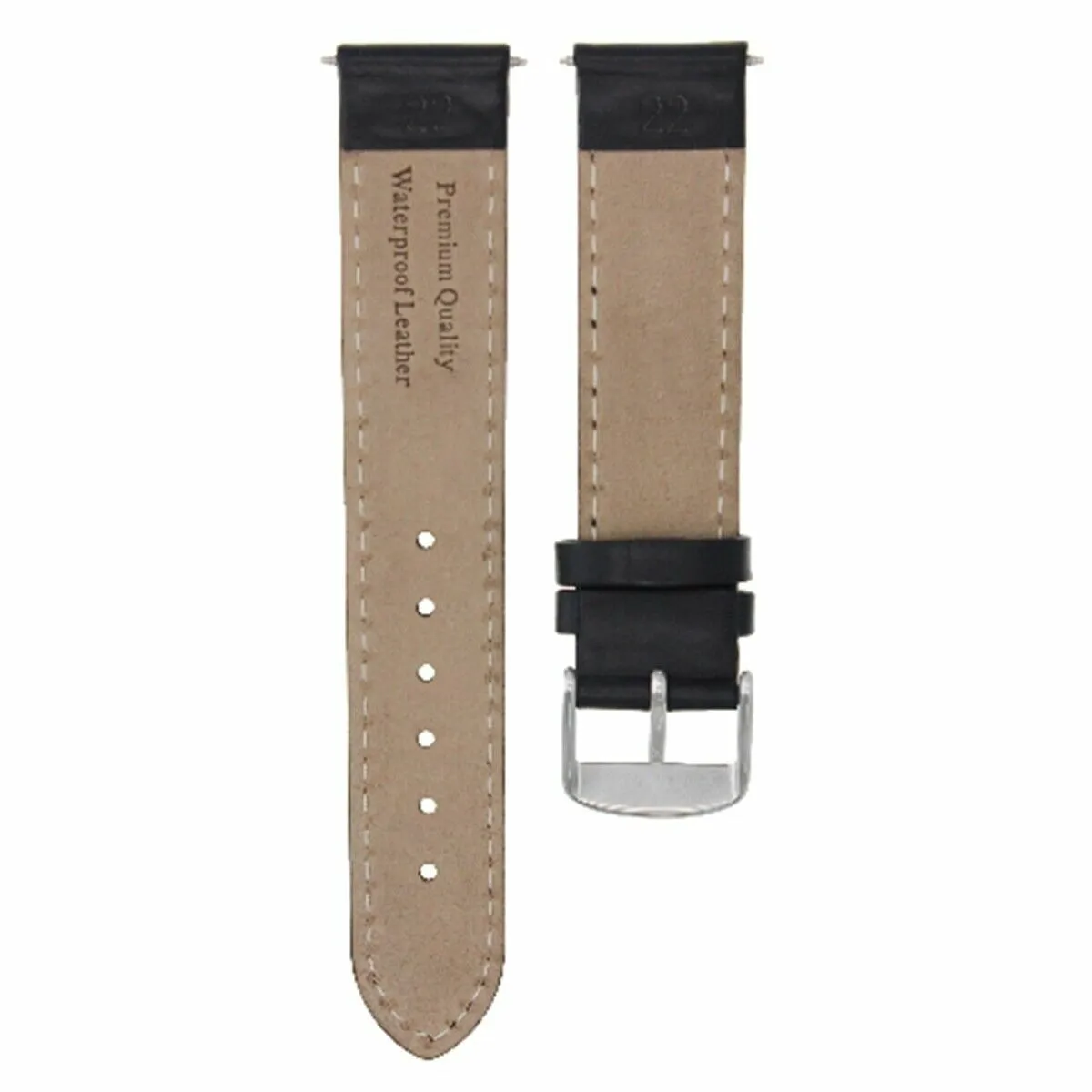 22MM LEATHER STRAP SMOOTH BAND  FOR BREITLING WATCH NAVITMIER BENTLEY BLACK