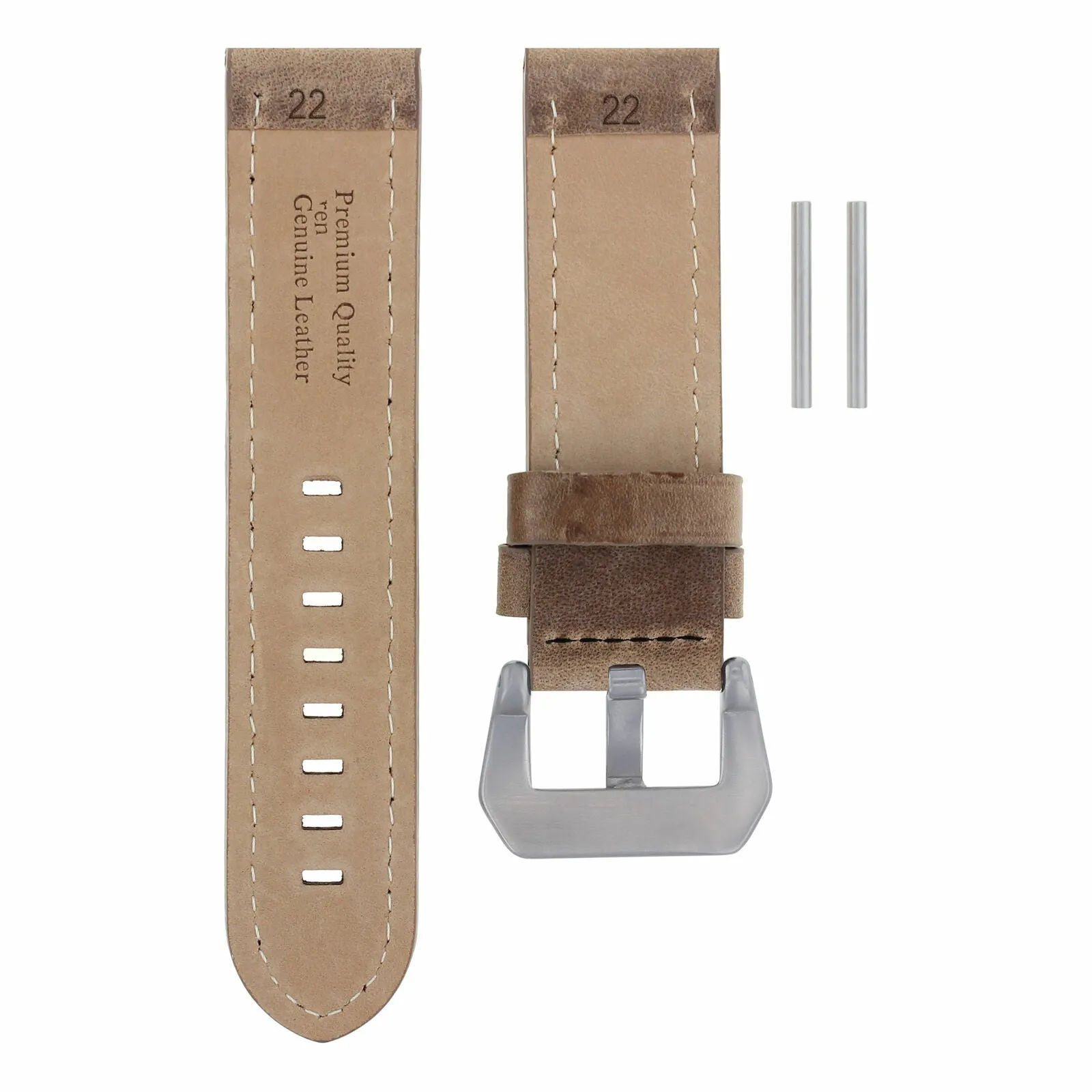 22MM PAM LEATHER STRAP WATCH BAND FOR PANERAI 111 119 244 049 120 GMT SAND BLACK