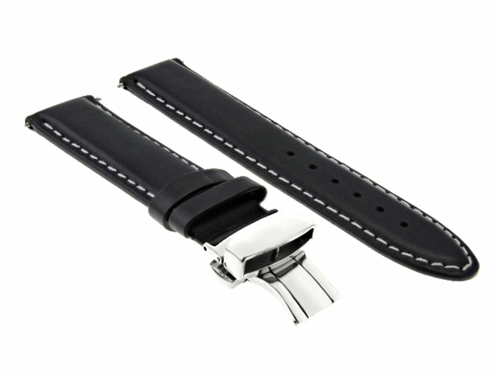 22MM SMOOTH  LEATHER WATCH STRAP BAND CLASP FOR INVICTA 3046 GRAND DIVER BLACK W
