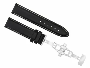 22MM SMOOTH  LEATHER WATCH STRAP BAND CLASP FOR INVICTA 3046 GRAND DIVER BLACK W