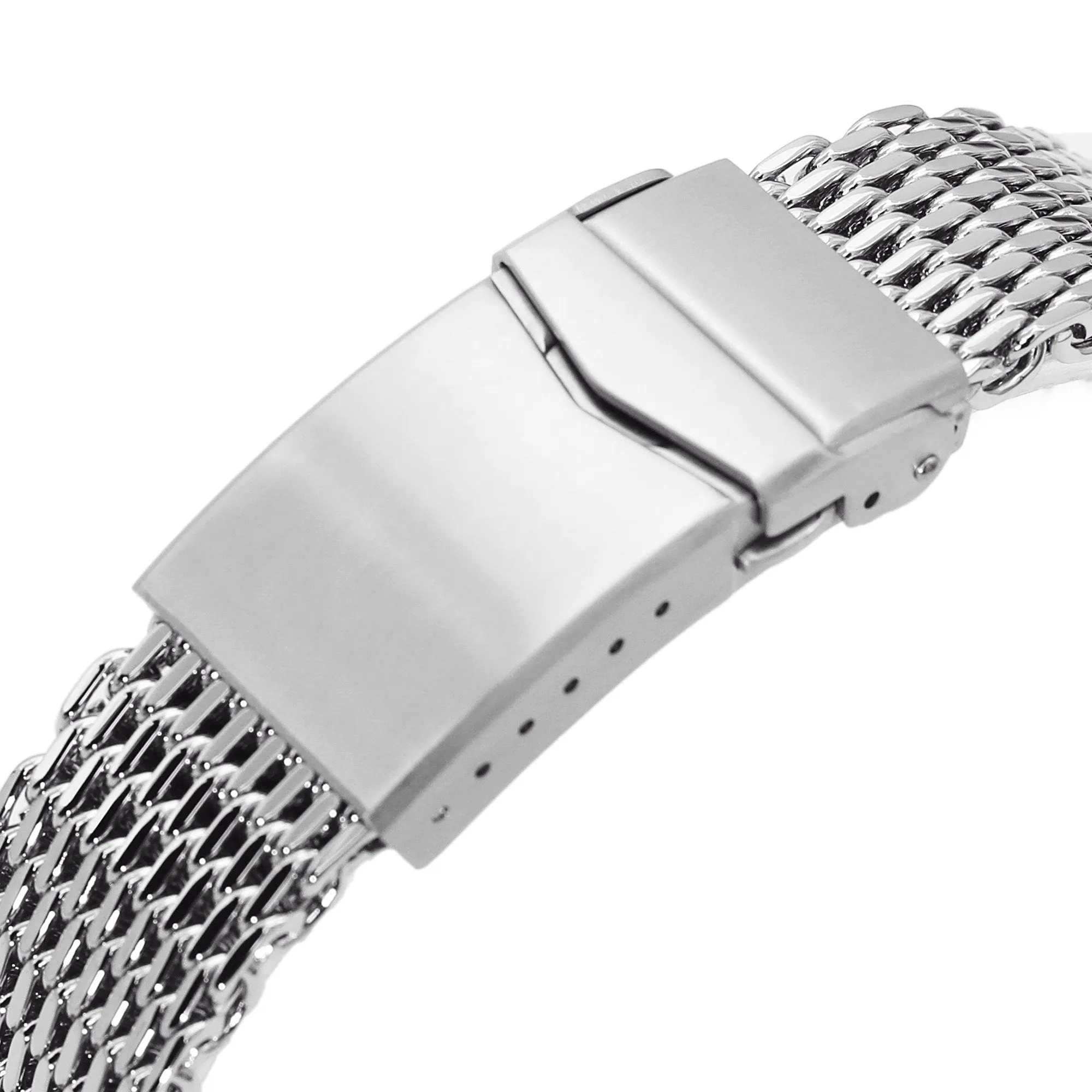 22mm Tapered "SHARK" Mesh Band, V-Clasp, Polished