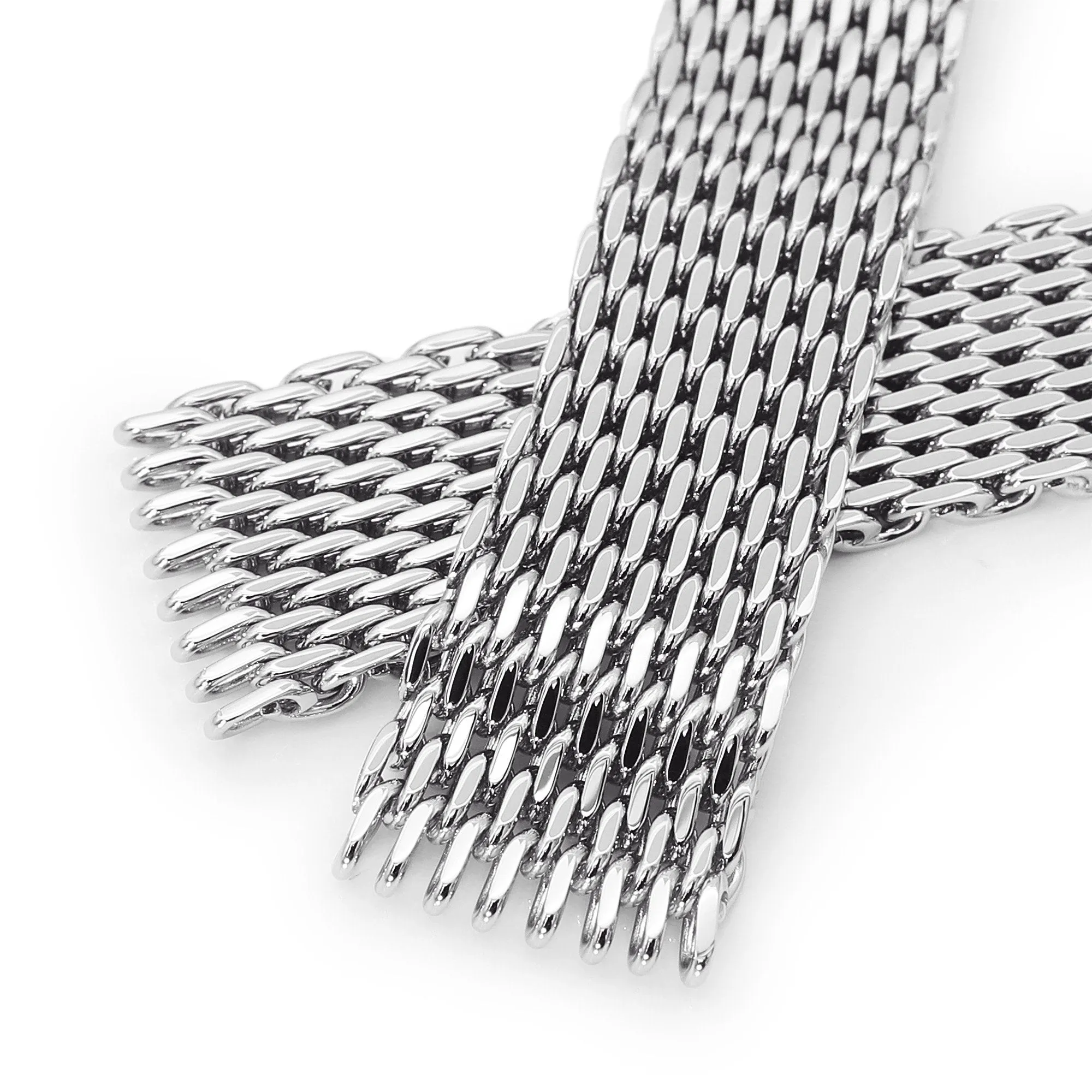 22mm Tapered "SHARK" Mesh Band, V-Clasp, Polished