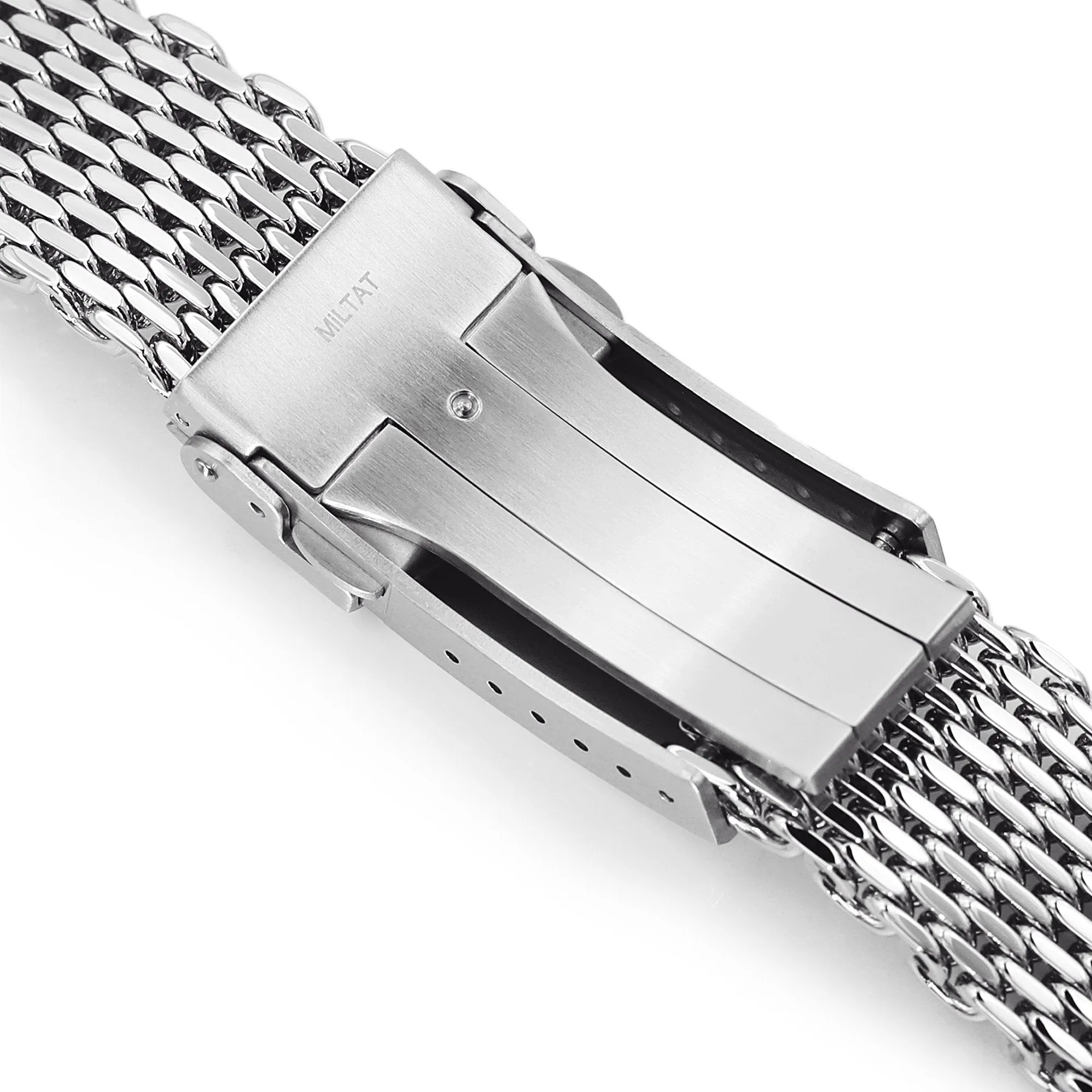 22mm Tapered "SHARK" Mesh Band, V-Clasp, Polished