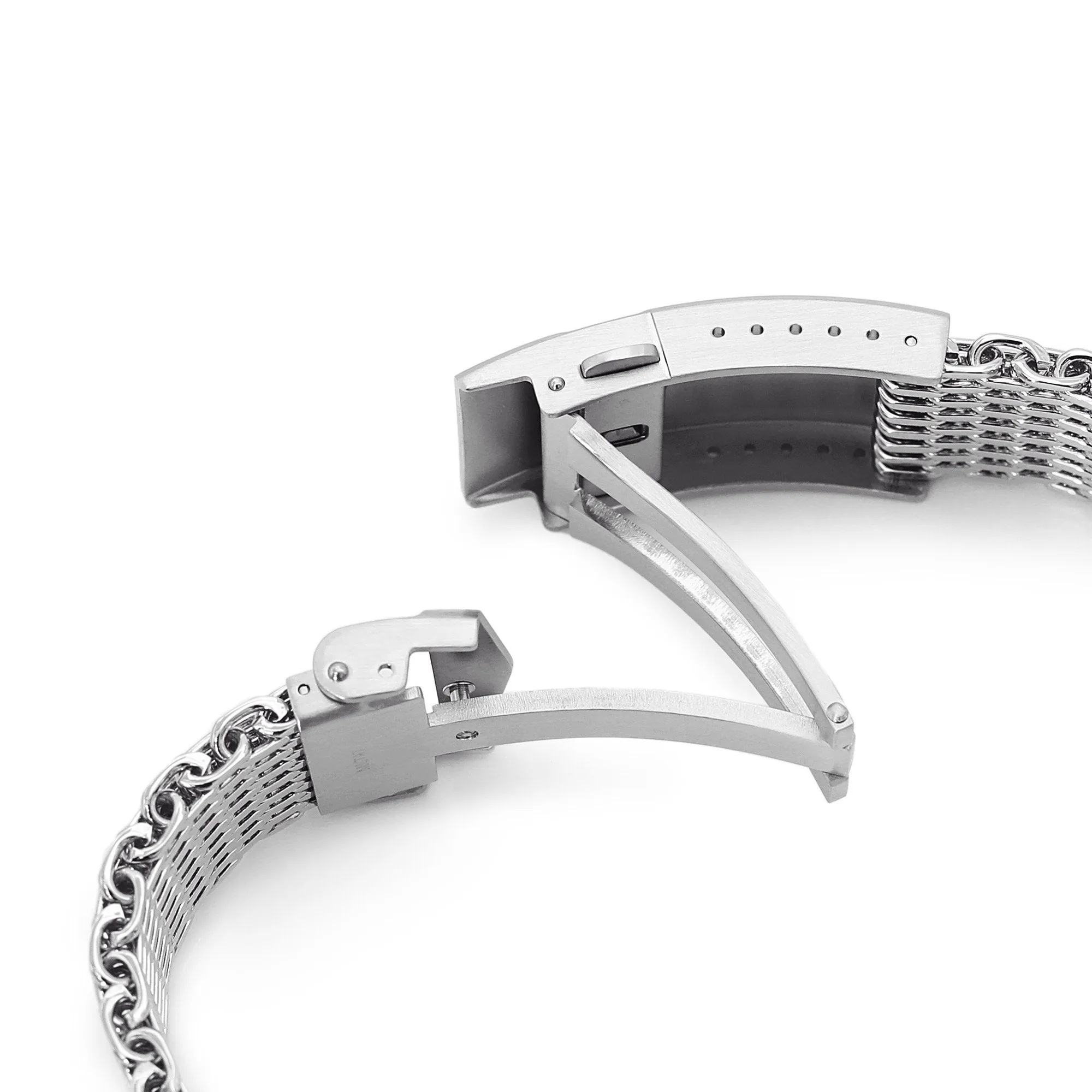 22mm Tapered "SHARK" Mesh Band, V-Clasp, Polished