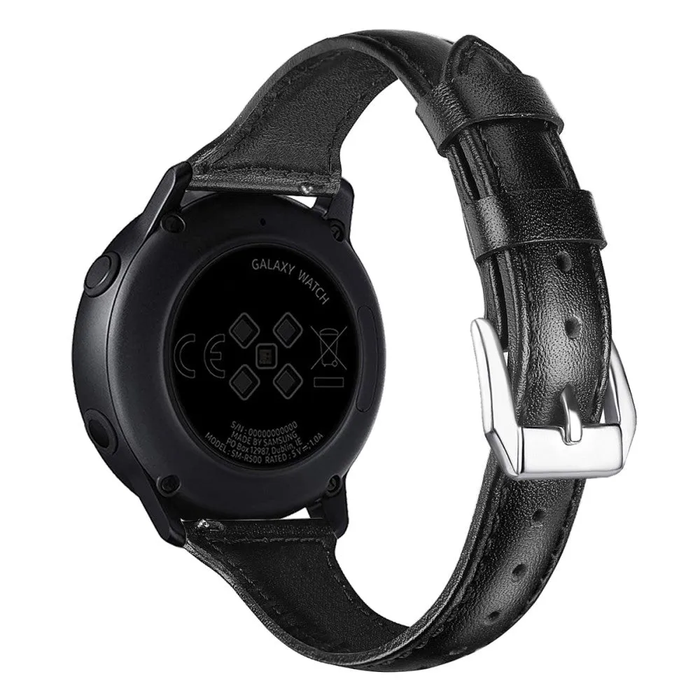 22mm Universal simple genuine leather watch strap with - Black