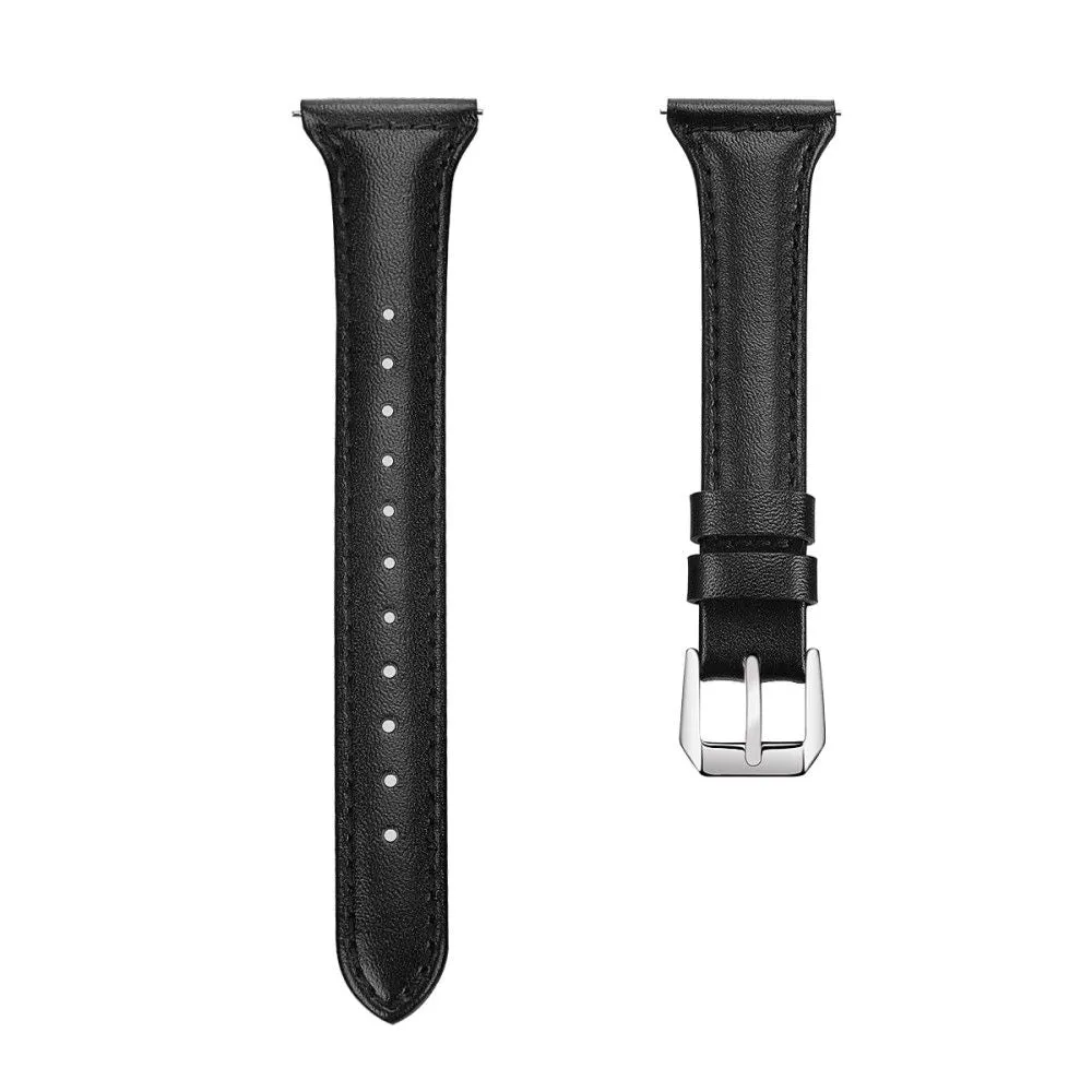 22mm Universal simple genuine leather watch strap with - Black