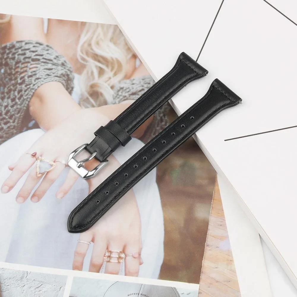 22mm Universal simple genuine leather watch strap with - Black