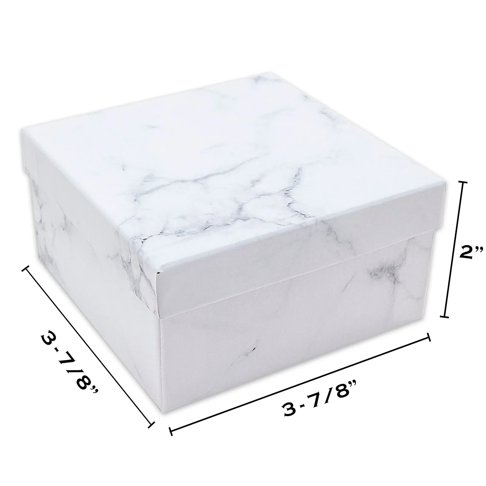 3 3/4" x 3 3/4" x 2" Marble White Cotton Filled Paper Box