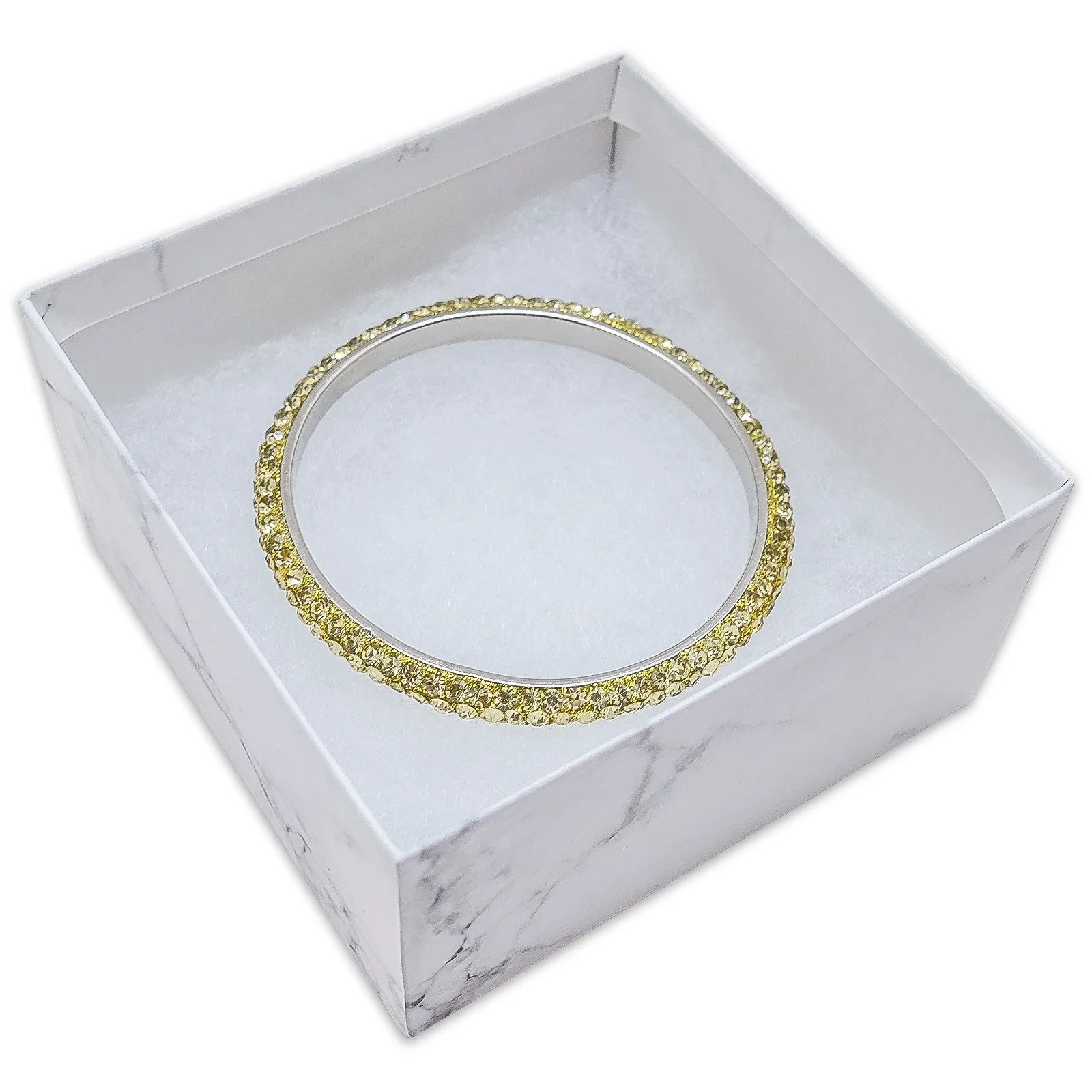 3 3/4" x 3 3/4" x 2" Marble White Cotton Filled Paper Box