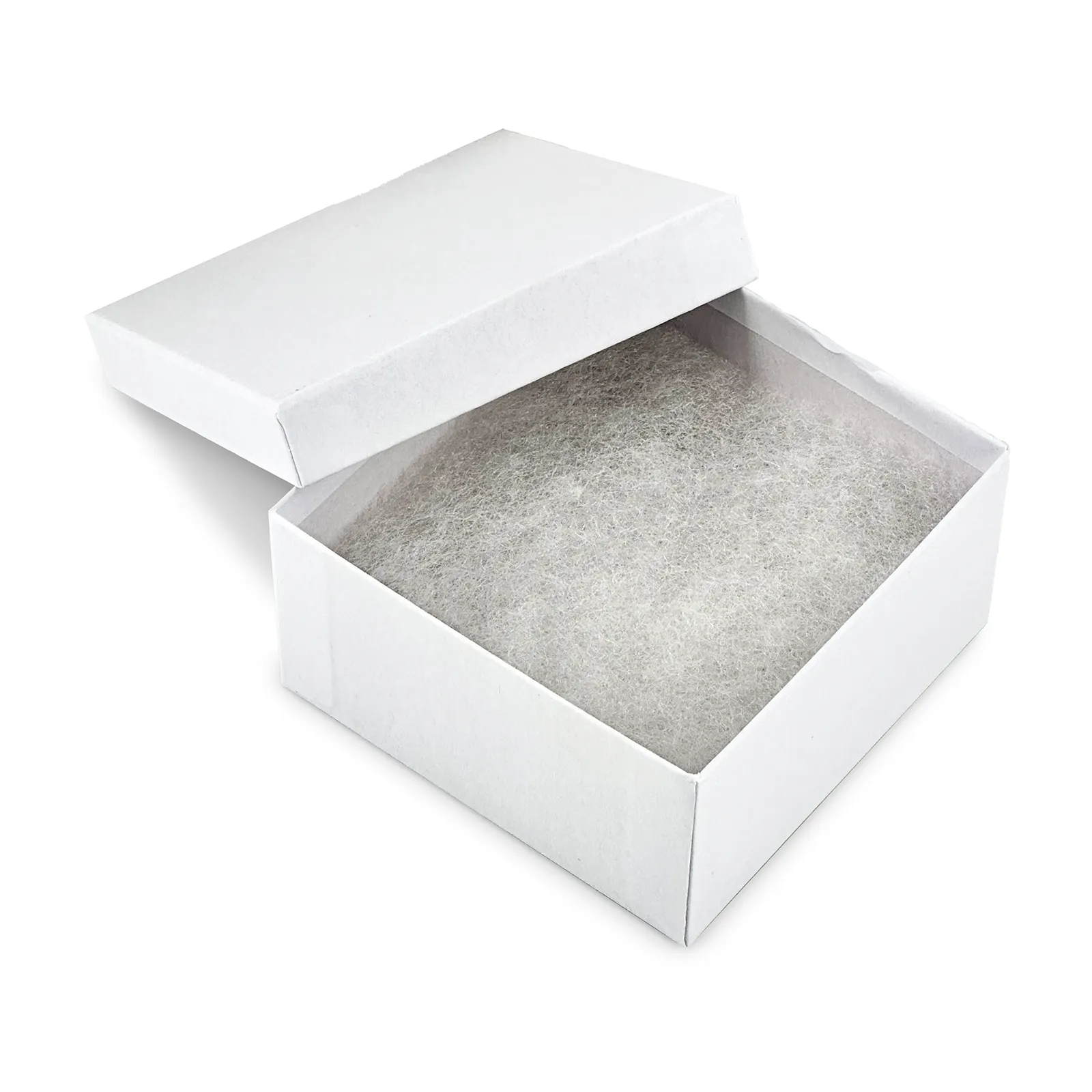 3 3/4" x 3 3/4" x 2" Matte White Cotton Filled Paper Box