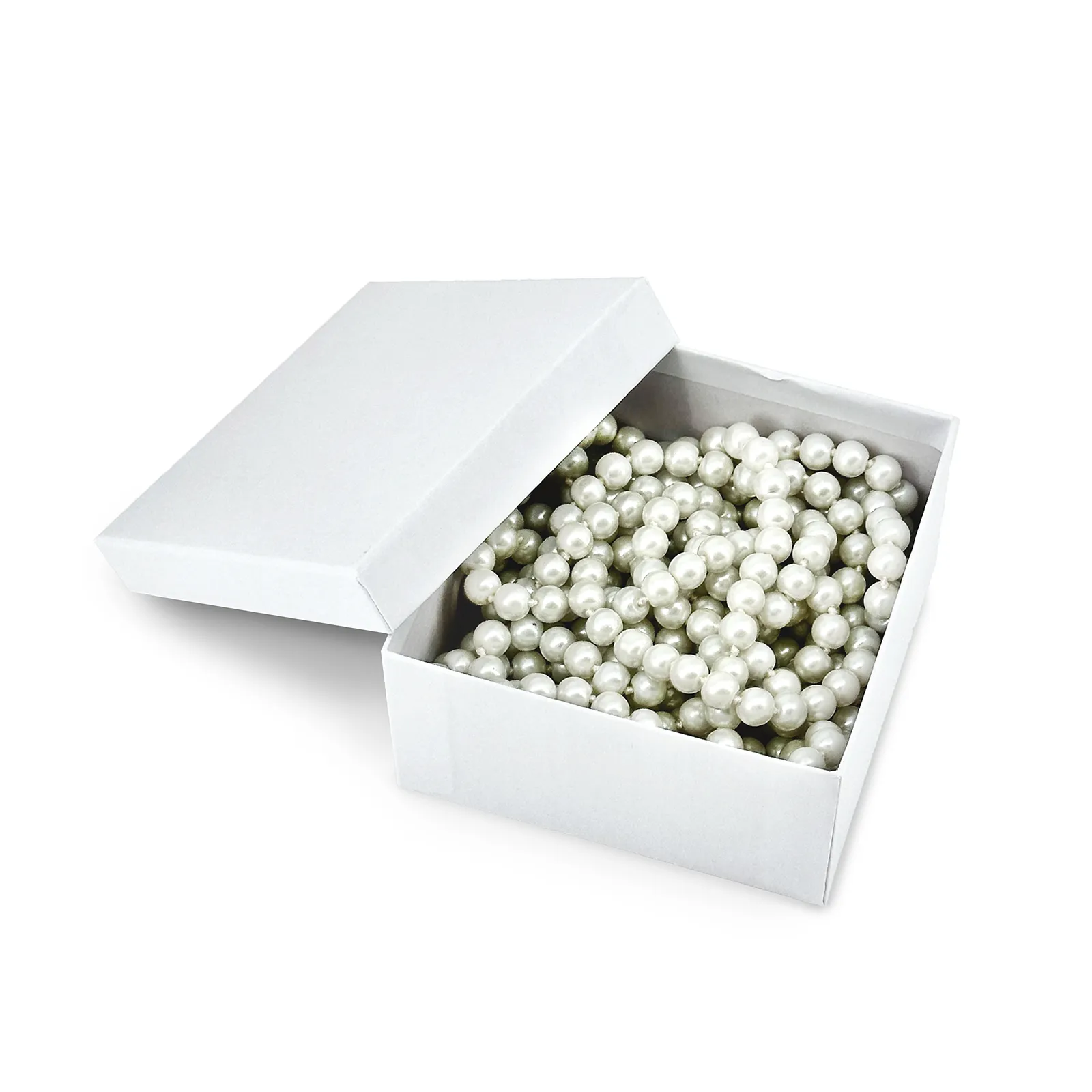 3 3/4" x 3 3/4" x 2" Matte White Cotton Filled Paper Box