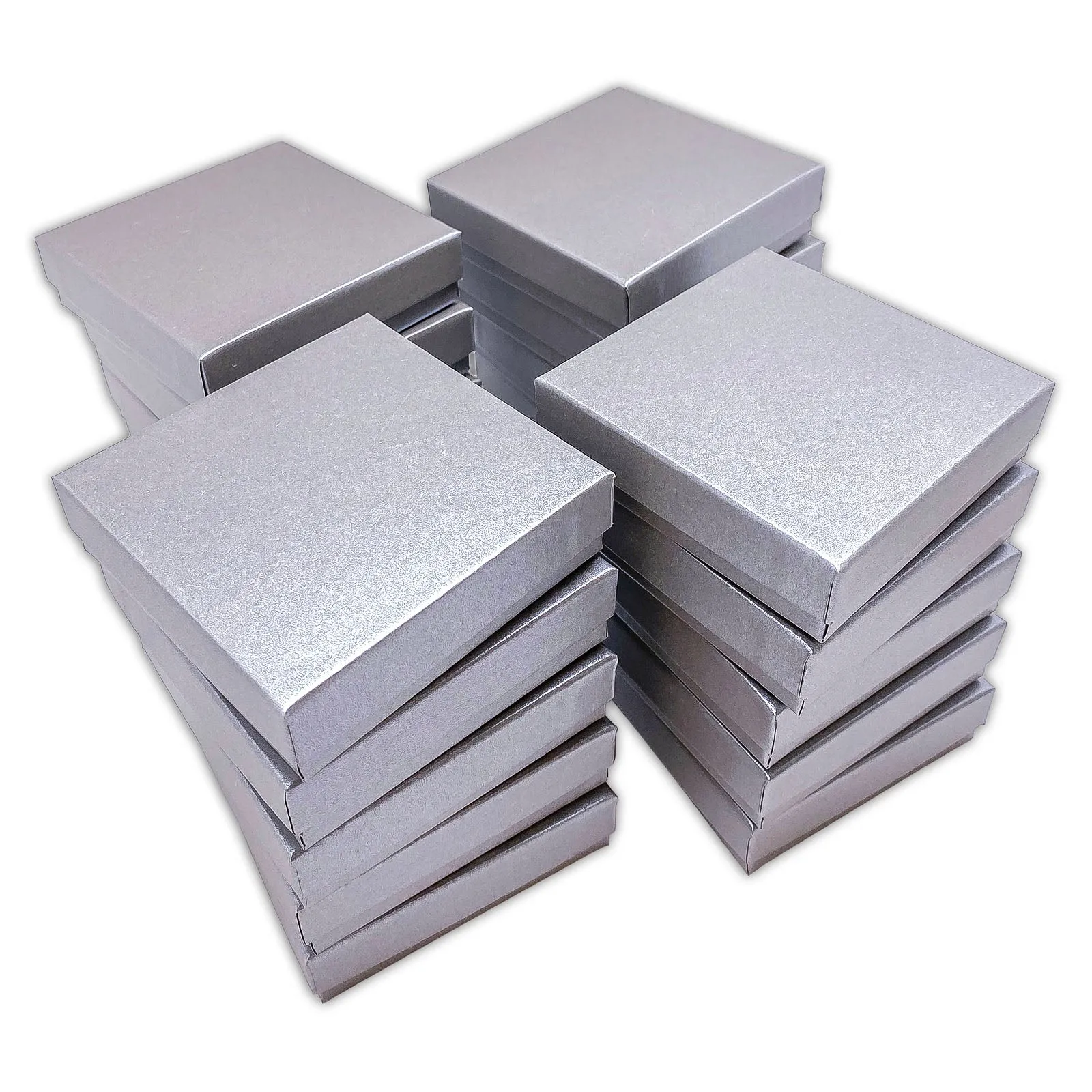3 3/4" x 3 3/4" x 2" Pearl Gray Cotton Filled Paper Box