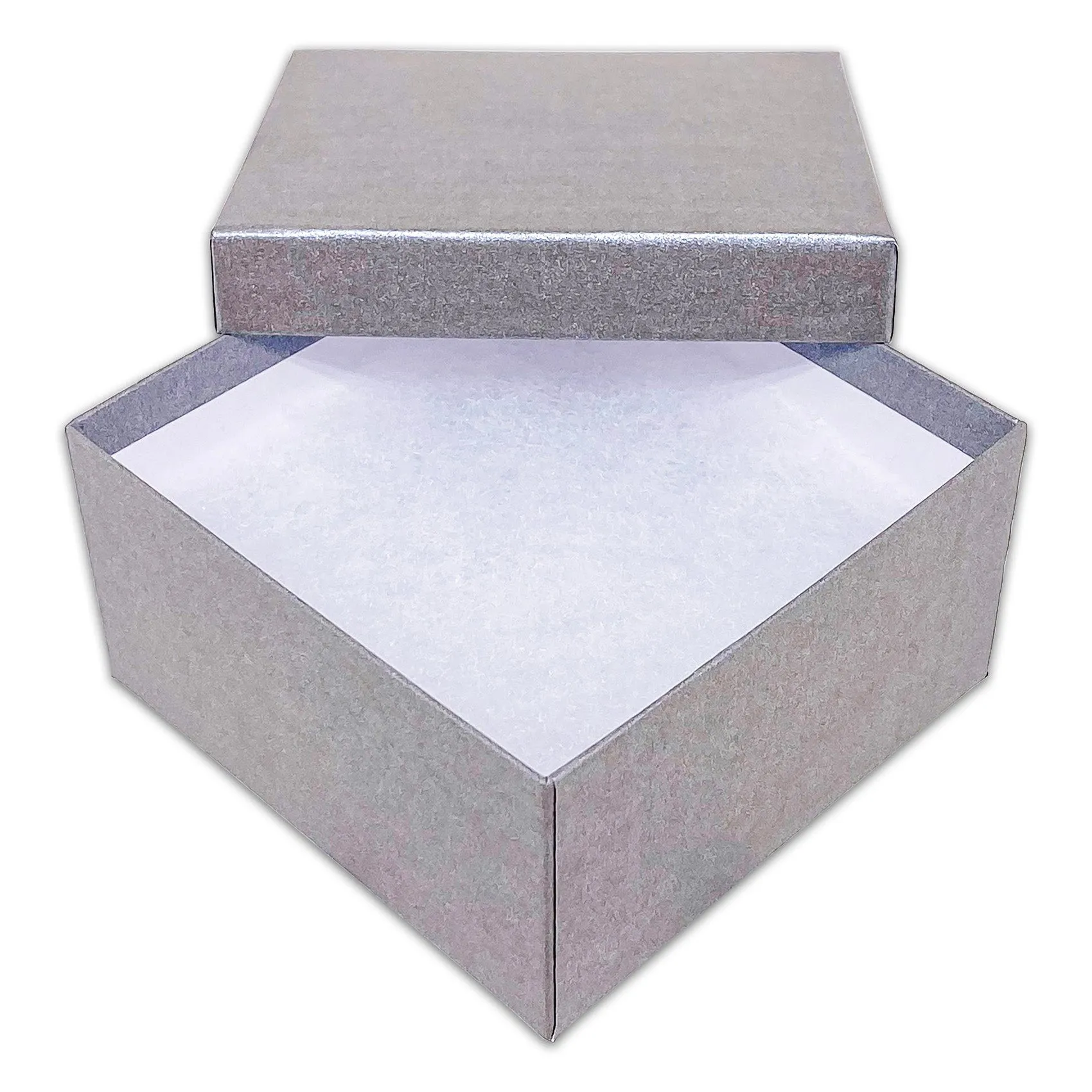 3 3/4" x 3 3/4" x 2" Pearl Gray Cotton Filled Paper Box