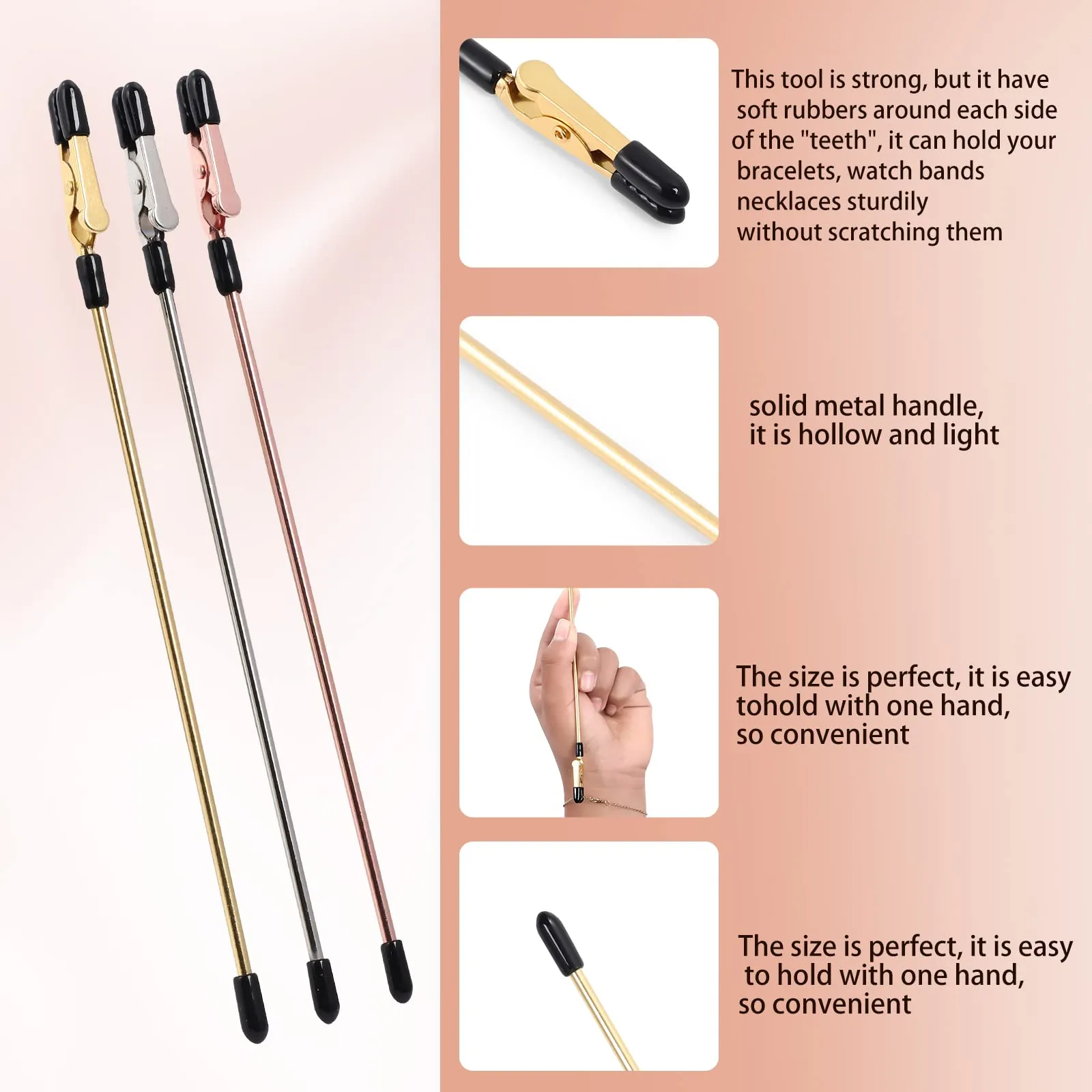 3 Pieces Bracelet Tool Buddy Jewelry Helper - Fastening and Hooking Equipment for Necklace, Watch Band & Jewelry Clasps, Zippers and Closures
