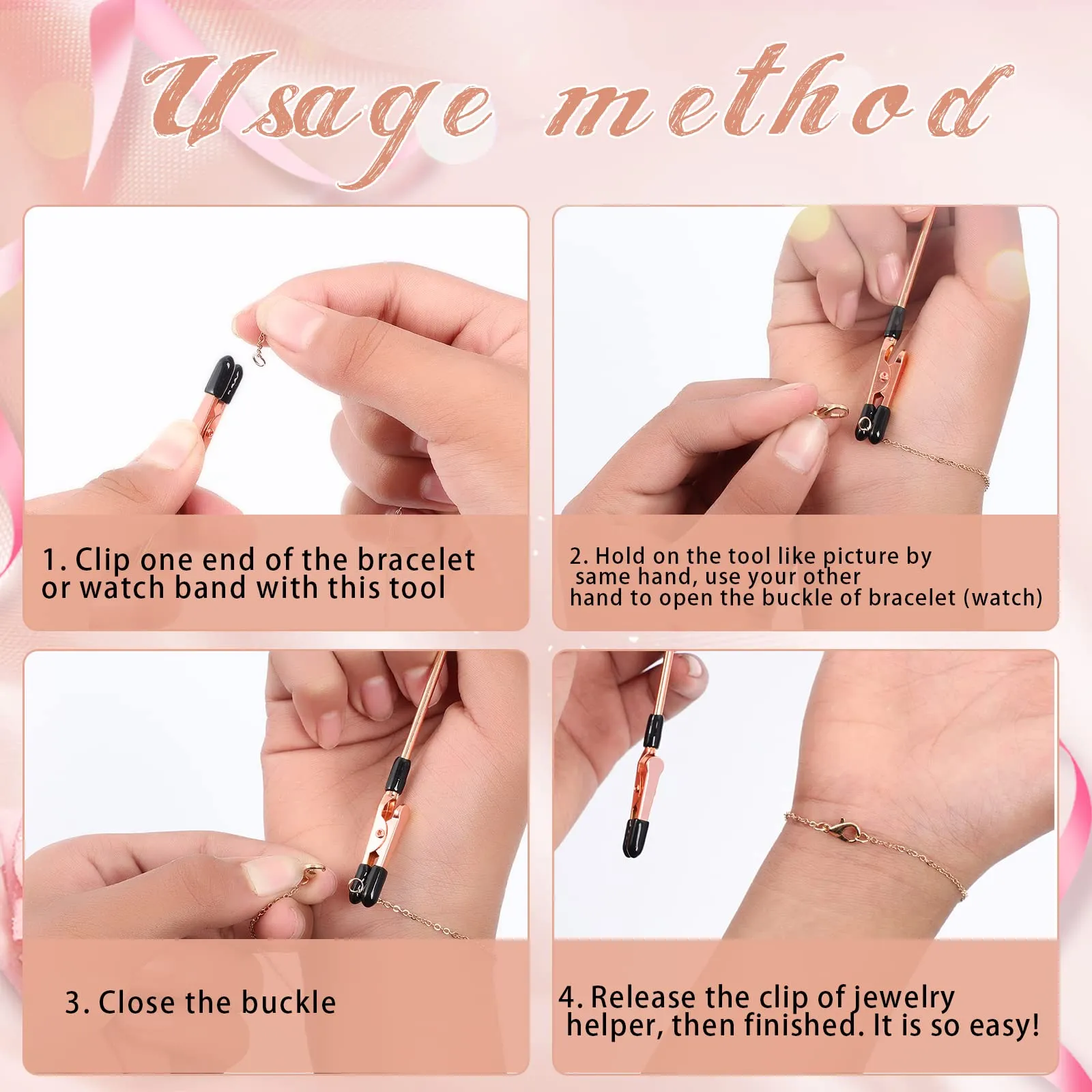 3 Pieces Bracelet Tool Buddy Jewelry Helper - Fastening and Hooking Equipment for Necklace, Watch Band & Jewelry Clasps, Zippers and Closures