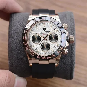 40mm Men's Quartz Watches - Sapphire Retro Chronograph Stainless Steel Waterproof Watch