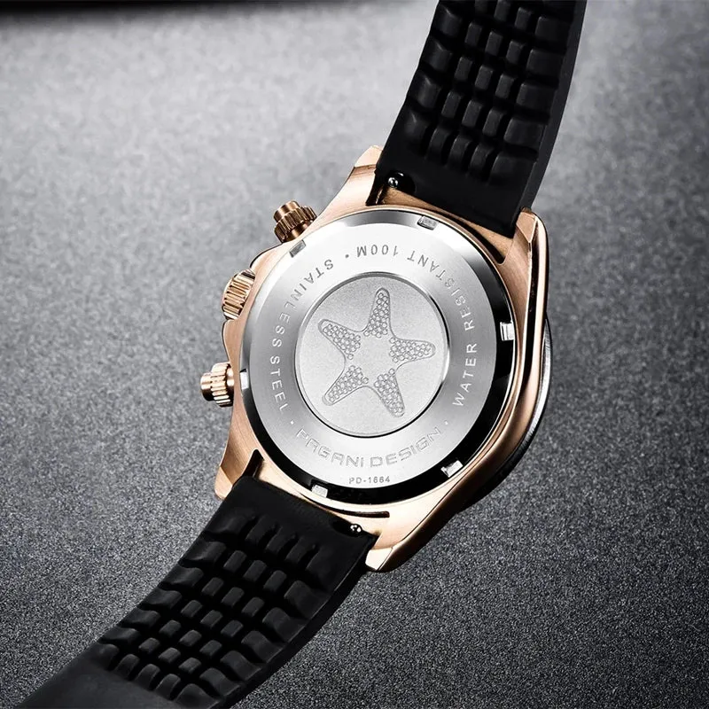 40mm Men's Quartz Watches - Sapphire Retro Chronograph Stainless Steel Waterproof Watch