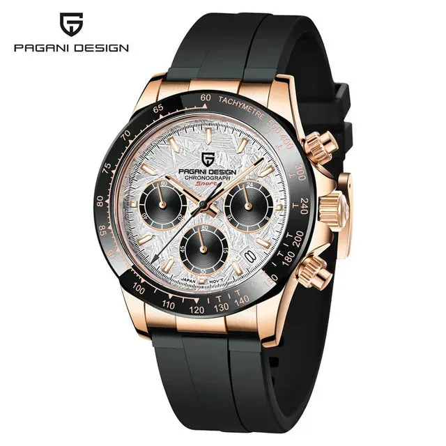 40mm Men's Quartz Watches - Sapphire Retro Chronograph Stainless Steel Waterproof Watch
