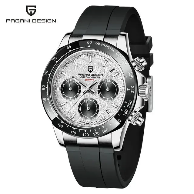 40mm Men's Quartz Watches - Sapphire Retro Chronograph Stainless Steel Waterproof Watch