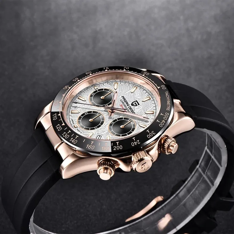 40mm Men's Quartz Watches - Sapphire Retro Chronograph Stainless Steel Waterproof Watch