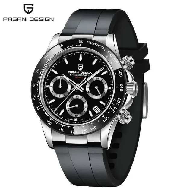 40mm Men's Quartz Watches - Sapphire Retro Chronograph Stainless Steel Waterproof Watch