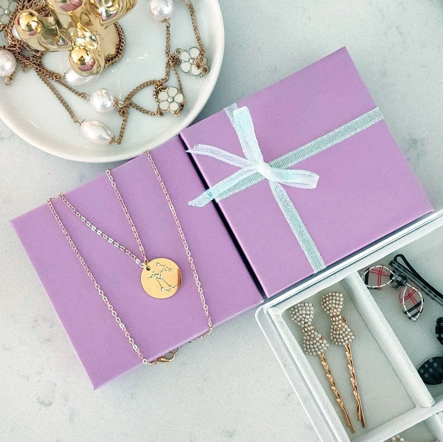 8" x 2" x 1" Matte Purple Cotton Filled Box