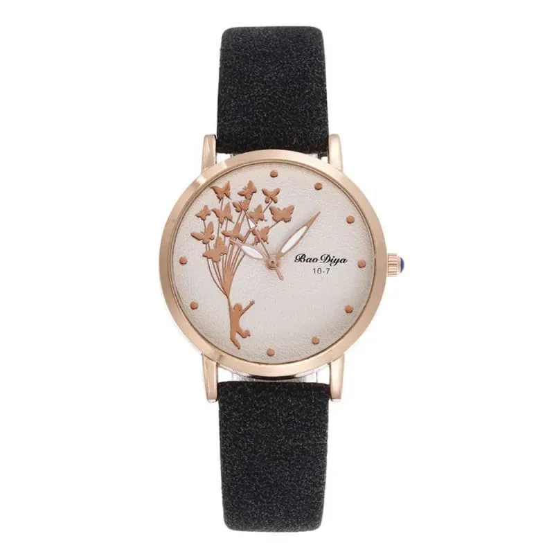 Abigale - Simple Brown Quartz Butterfly Watch