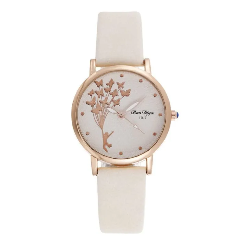 Abigale - Simple Brown Quartz Butterfly Watch