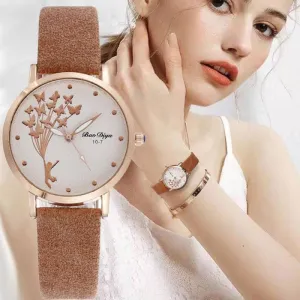 Abigale - Simple Brown Quartz Butterfly Watch