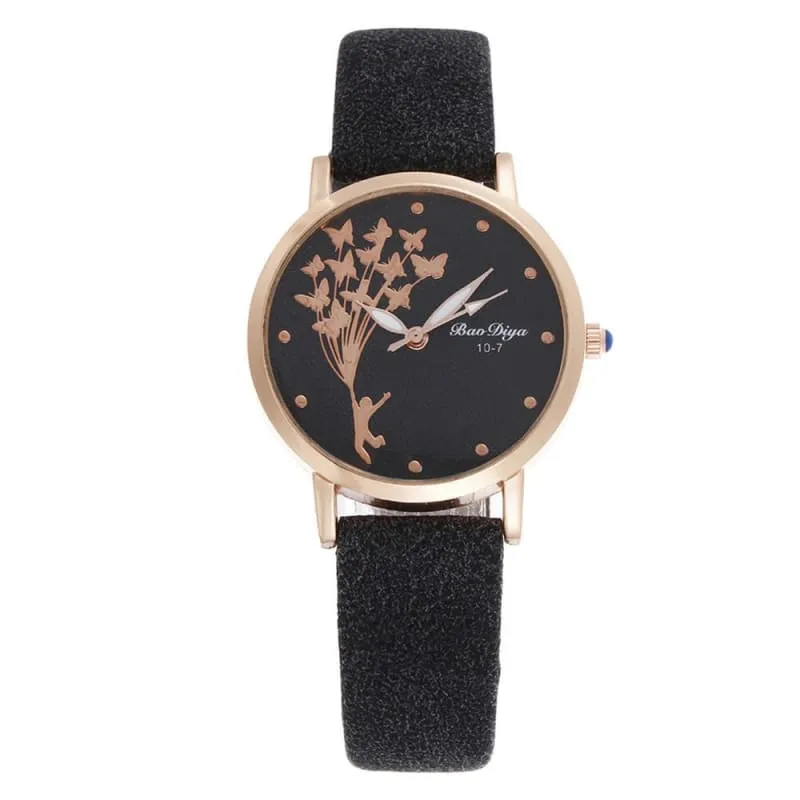Abigale - Simple Brown Quartz Butterfly Watch